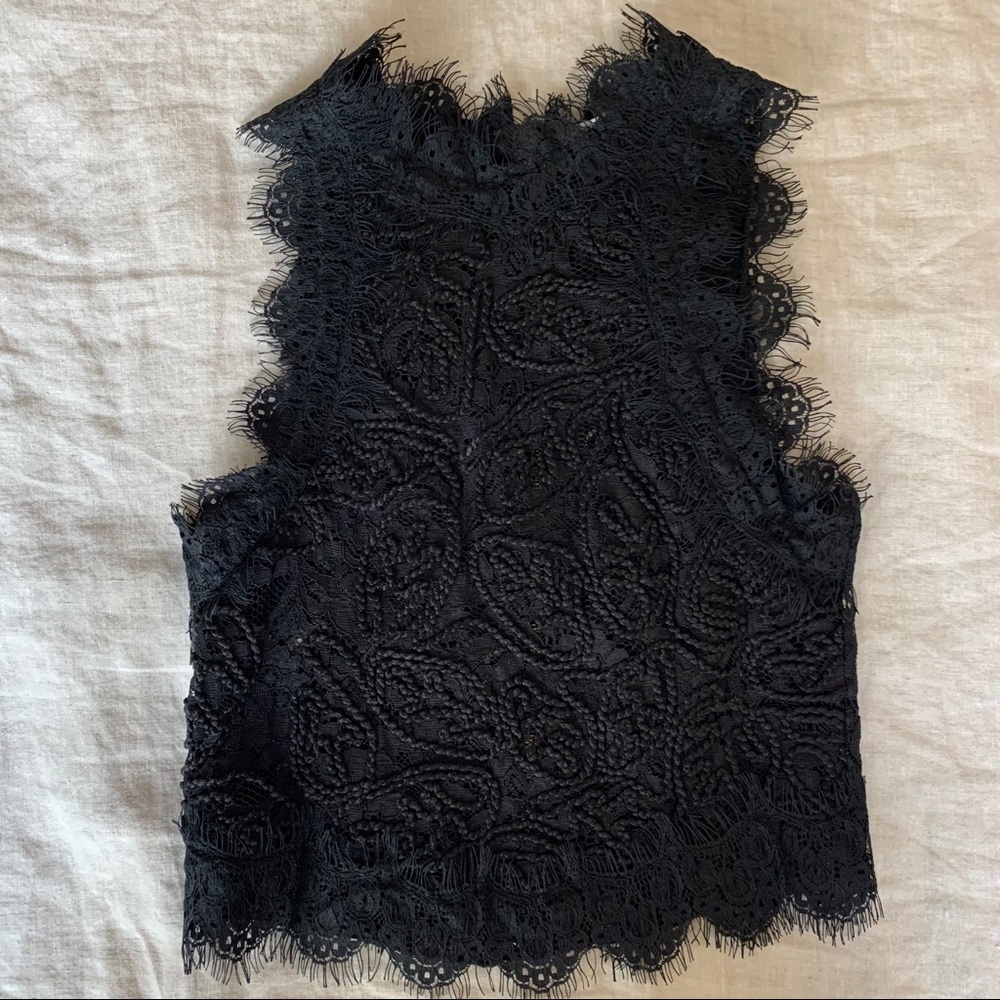 Black Lace Crop Top Sleeveless High Neck Zara XS/S